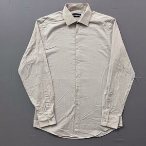 Van Heusen Studio Mens Slim Fit Button Down Shirt White Geometric Cross 15 34/35